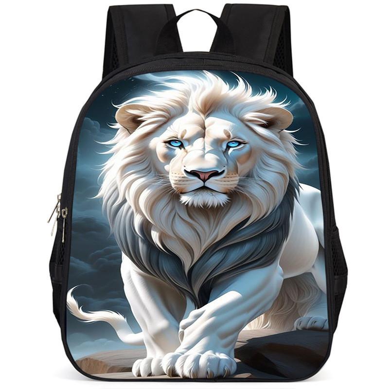 Stylish 15-inch Lion Oxford School Backpack For Boys And Girls Large Capacity And Lightweight