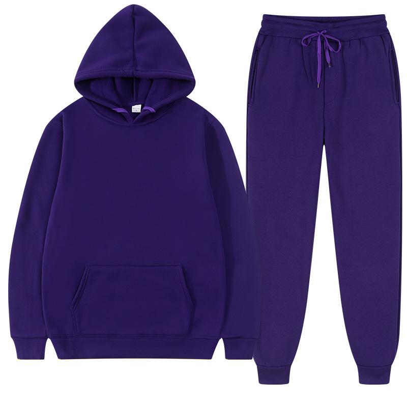 Solid Color Hoodie Set Pocket Long Sleeve Women Hoodie Autumn  Casual Jogger Suit Tracksuit Sweatshirt Woman Pullover Chandals Hombre