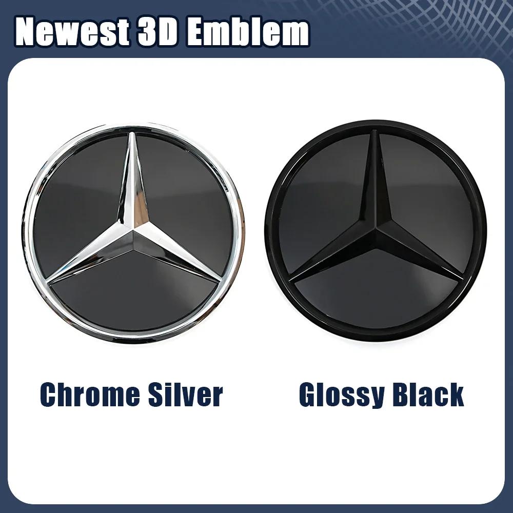 XDFMN1 Hot 2026 For Benz For Mercedes Benz C W205 A W177 S W217 SL CLA CLS GLA GLB Glossy Black Newest 3D Front Grille Star Emblems Log