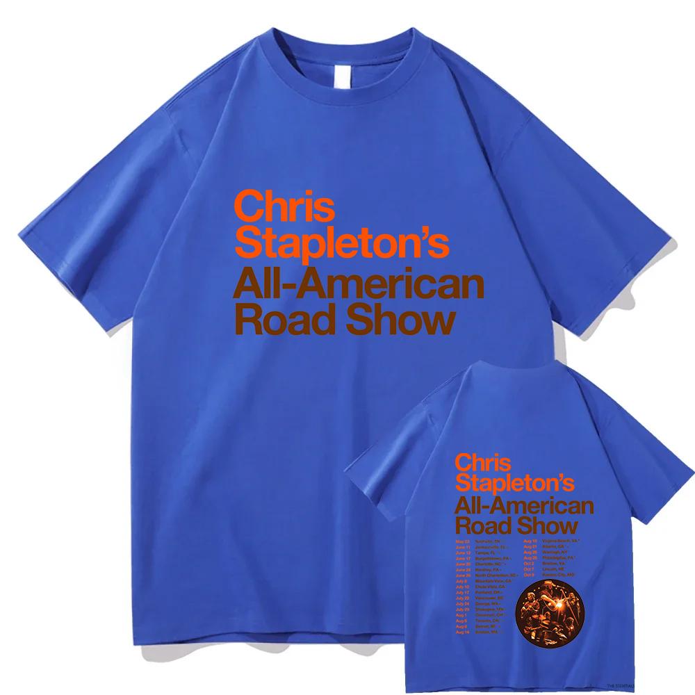 All-American Road Show Tour 2026 T-shirt Band CHRIS STAPLETON Graphic Tshirts Unisex Streetwear Cotton Short Sleeve Men T Shirt