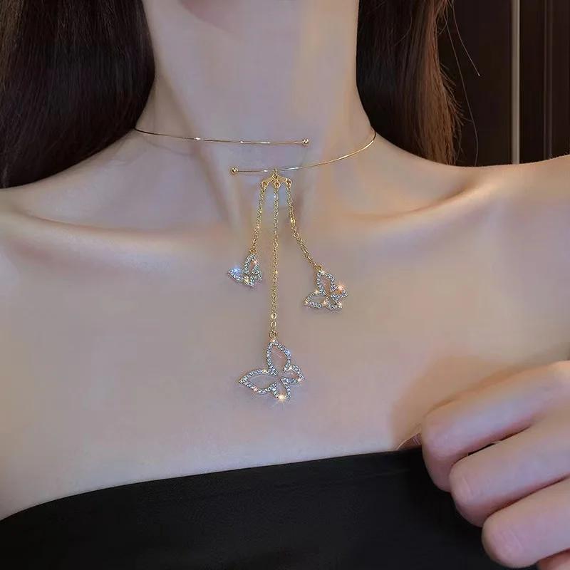 Stacking and Wearing Type Double Layer Geometric Titanium Steel Pendant Necklace for Women Charm Clavicle Chain Fashion Jewelry