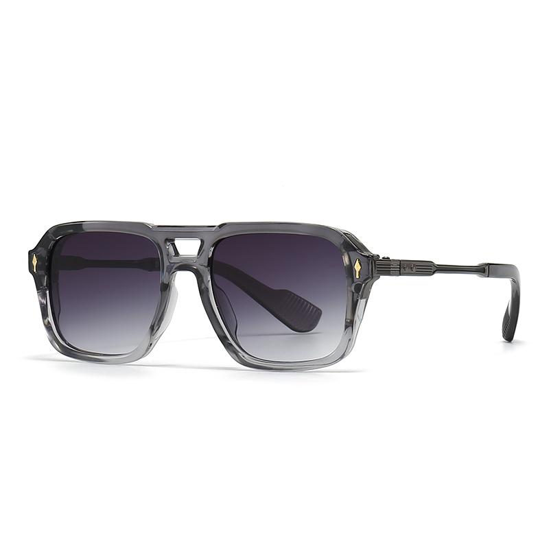 New European American Mens Retro Aviator Sunglasses Double Bridge Square Frame UV Protection 6065