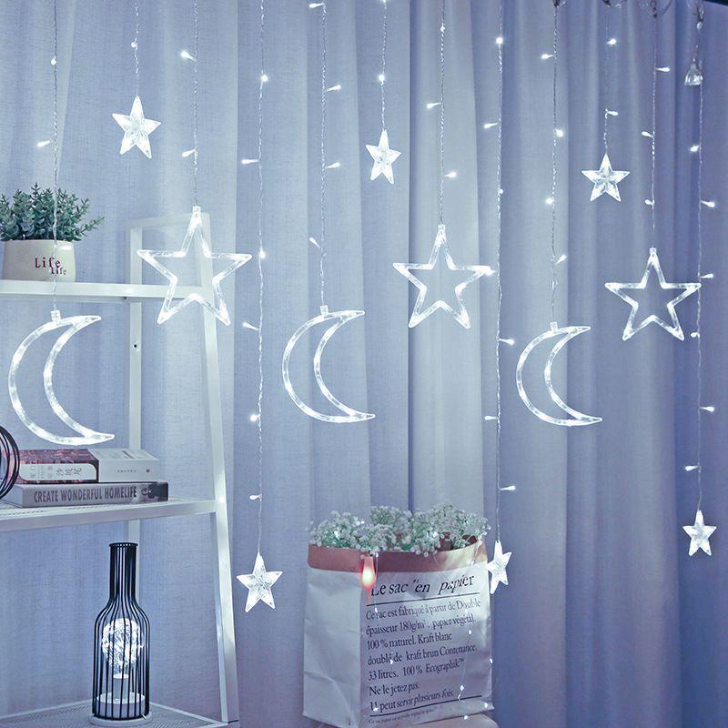 Enchanting 3.5m Twinkling Star Moon Led Curtain Light For Magical Home Decor