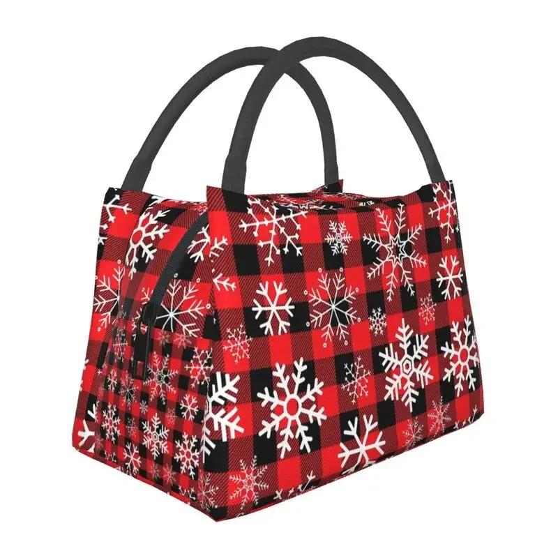 Merry Christmas Snowman Pattern Insulated Lunch Bags for Women Snowflakes Pattern Portable Thermal Cooler Bento Box Work Travel