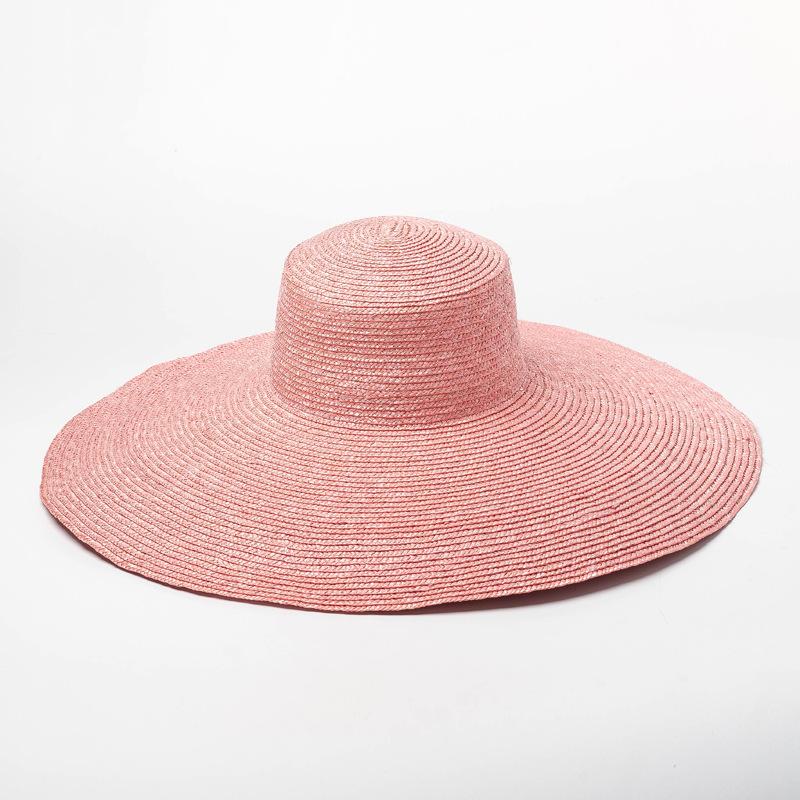 Spring and Summer New Enlarged Hat Flat Straw Straw Hat Ladies Stage Concave Shape Sun Hat