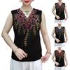 Women Summer Tops V-Neck Sleeveless Loose Fit Tank Tops Hot Drill Flower Printed Tops Holidays Parties Vest