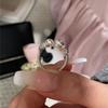 Middeleeuwse zirkonia twist parel open ring lichte luxe mode veelzijdig hoge sensatie persoonlijkheid niche exquise sieraden