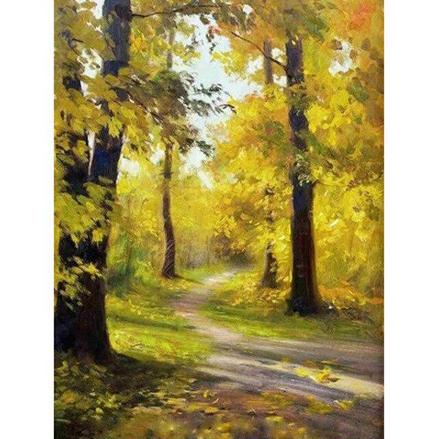 DIY 5D Diamond Painting Autumn Landscape Tree Diamond Embroidery Cross Stitch Mosaic Full Round