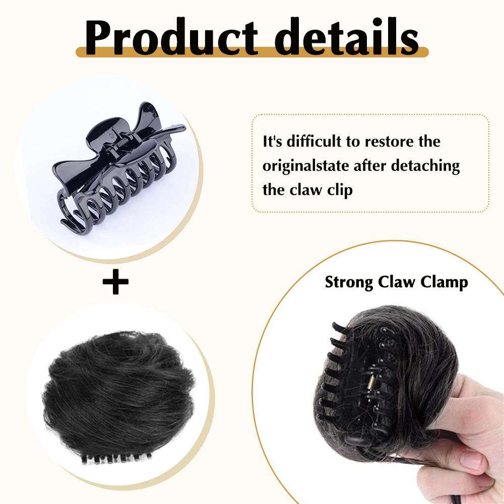 XINRAN 1PC Synthetic Wavy Curly Claw Clip In Ponytail Extension Buns Updo Wig Hair Accessories For Women Daily Use