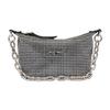 Miu Spirit Faux Crystal Decor Detachable Chain Satin Shoulder Tote Bag Women Handbags Black 5BC103-2D5H-F0002-V-OOO