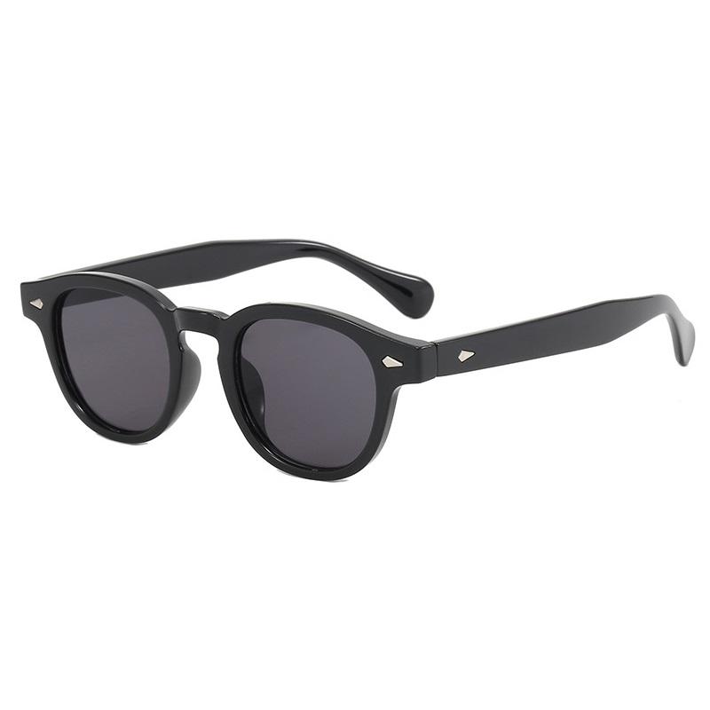 Lunettes de Soleil Rondes Rétro Mode Femmes Hommes UV400 Punk Léopard Rivets Décoration Lunettes de Soleil