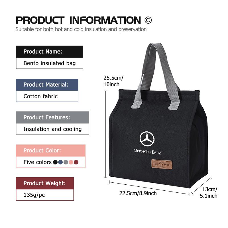 GLC GLB For Mercedes Benz Car Logo Bento Handbag Bag Waterproof Insulated Lunch Bag W202 W212 W126 W140 W168 W177 CLS GLE GLC G
