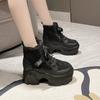 Mode Winter Neue Höhenverstärkende Sportschuhe Damen Plateau-Sneakers Plüsch Warm Bequem Schnürschuhe High Top Lässige Baumwollschuhe Stiefel