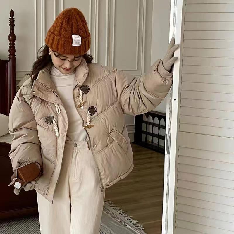 High Quality  Short Horn Button Down Padded Jacket for Women Fashion Down Cotton
