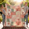 1Pc Vintage Strawberry Patchwork Quilted Throw Blanket Soft Cozy Cottagecore Blanket For Home Outdoor Living