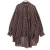 Mizuiro Ind Made In Japan Tartan Check Pattern Long Sleeve Wide Flare Cotton Shirt Women Used