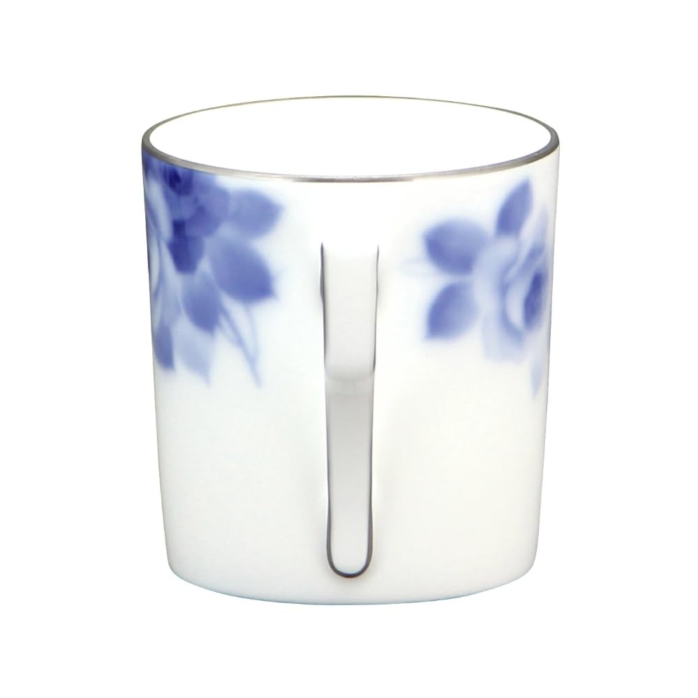 Okura Art Pottery Blue Rose Style Mug, Coffee/Tea, Approx. 320cc, Made in Japan, 127C/8011-S