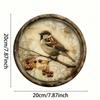 Vintage Cherry Blossom Bird Metal Round Tin Sign, Retro Aluminum Wall Art Kitchen Home Decor