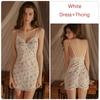 Summer Casual Women's Sexy Pajamas Backless Transparent Floral Lace Women Mini Suspender Pajamas