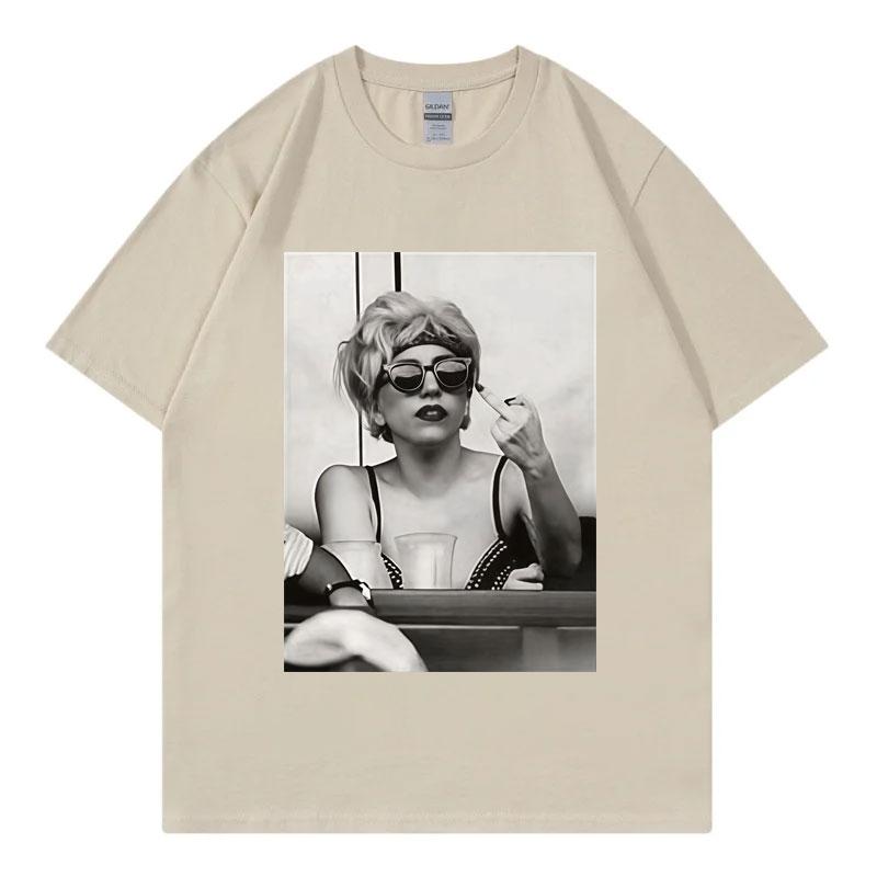 Singer Lady Gaga Merch T Shirt Unisex Women Clothing Harajuku Pop Music Short Sleeve Tshirt High Quality Oversized Tshirts Tops