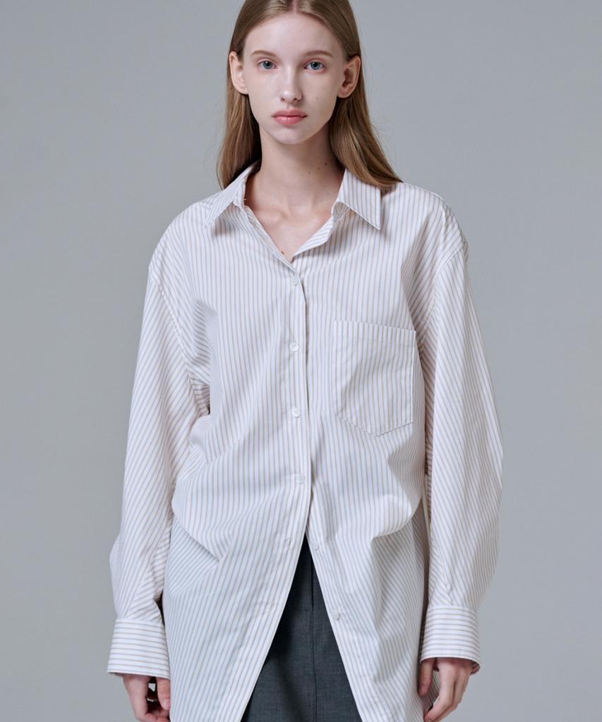 MALOUPE 4117 Oversized Striped Shirt (Yellow)