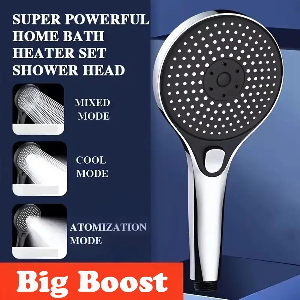 Handheld Shower Head 3 Modes Bathroom Showerhead High Pressure Water Saving Spray Nozzle Massage Rainfall Shower Head
