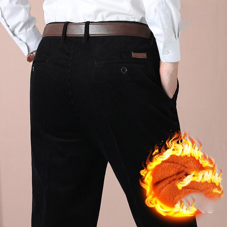 Pantalon Homme Velours Côtelé Droit Épais Chaud Automne Hiver Pantalon Homme Taille Haute