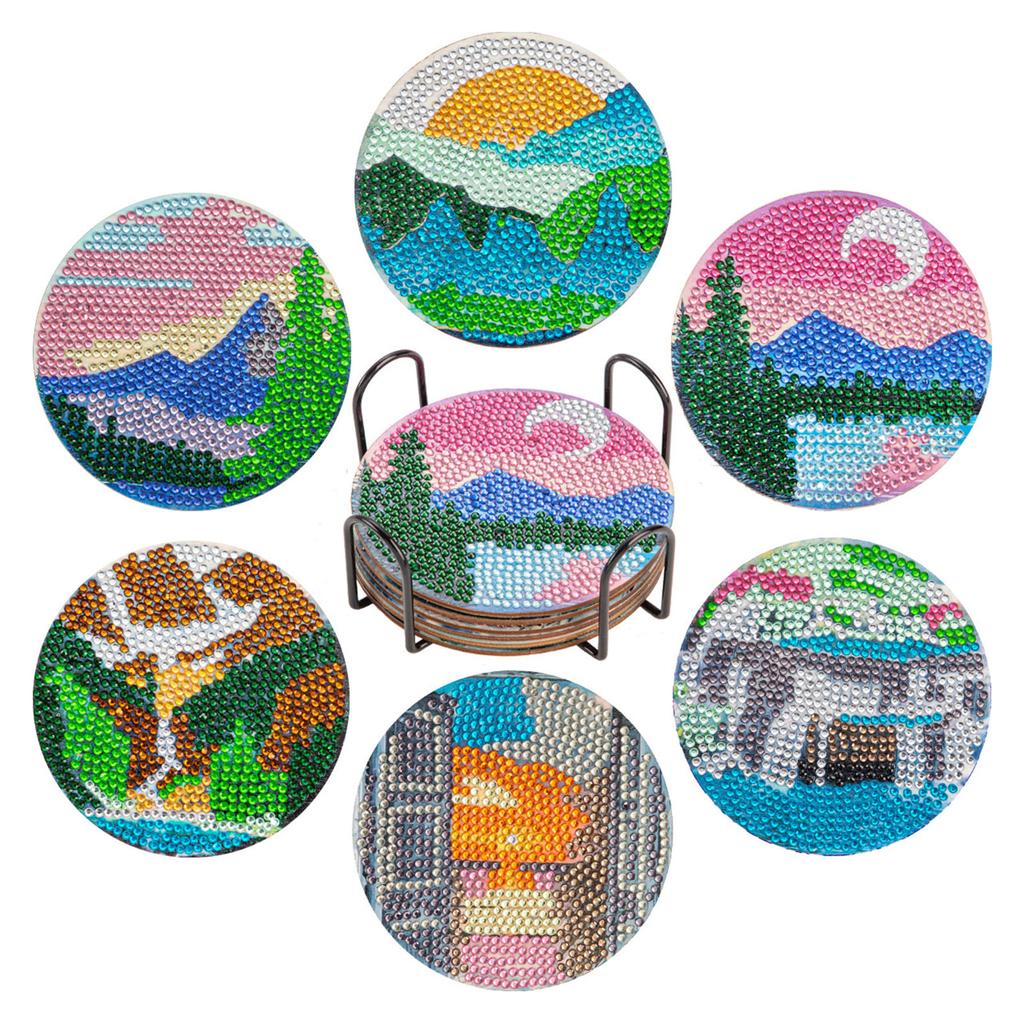 DIY Colorful Cup Mat Diamond-Painting Crafts Coaster Reusable Mug Mat For Kids Adult Home Tabletop Decor