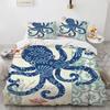 Octopus Duvet Cover Cute Cartoon Ocean Animals for Children Teens Sealife Underwater World Theme Quilt Cover Bedroom Decoration