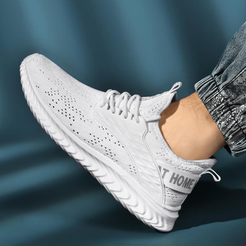 Men's sports shoes new large size casual style running shoes mesh hollow flying woven thin trendy shoes