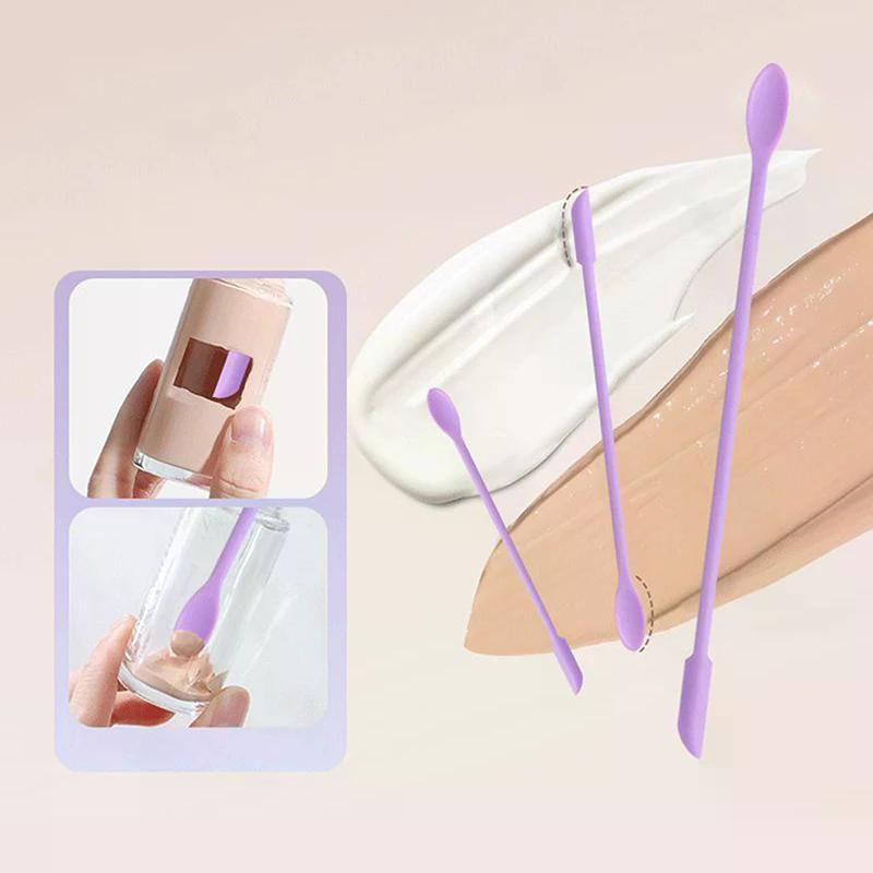 3Pcs Silicone Spatula Set Double-Headed Scraper Cosmetic Jam Cream Deep Bottle Mini Spatula Lengthened Small Tip Spa Makeup Tool