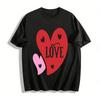 Love Heart Print Couple Casual Top Sweet Valentine's Day Vibe T-Shirt Pure Cotton T-shirt