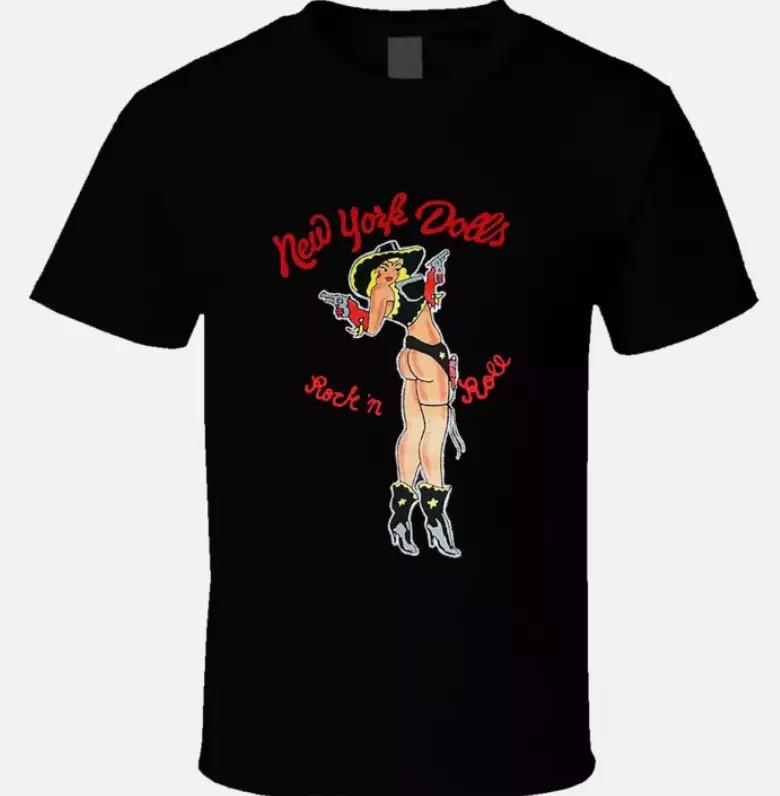 Tricou cu Mânecă Scurtă Rock In Roll cu Logo-ul Trupei New York Dolls Mărimi Complete S-5XL