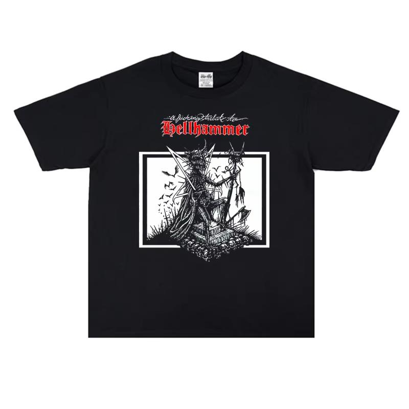 2026 Hot Torrent Speed Metal Rock HELLHAMMER Band Tshirt Short Sleeve High Quality Luxury Brand Ins Y2k Hot Pop Style