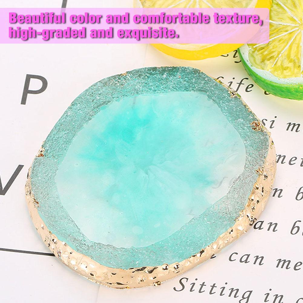 Resin Nail Art Palette Paint Drawing Color Dish Golden Edge Manicure Nail DIY Tool Blue