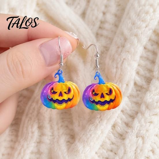 Ghost Face Dangle Jewelry 1 Pair Halloween Earrings for Women, Colorful Pumpkin Creative Acrylic Drop Earrings, Gifts Carnival Party Non-fading