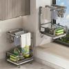 Multifunctional Wall-mounted Dishcloth Rack 2 Layers Countertop Sink Drain Rack Space Saving Kitchen Storage Rack Kitchen