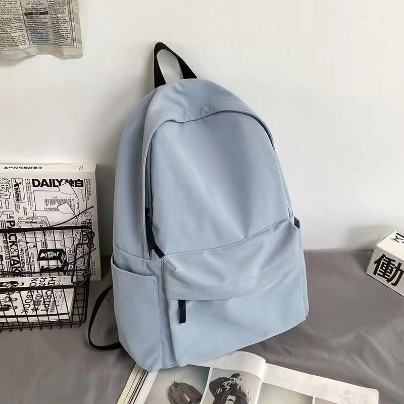 Solid Color Nylon Student Backpack With Large Capacity For Casual Travel And Daily Use Lightweight Urban Style