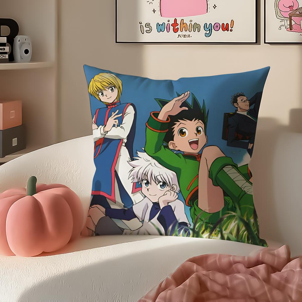 Thrilling Anime HHunter X Hunter Cushion Cover Pillowcase Short Plush Invisible Zipper Room Sofa Cushion Cover