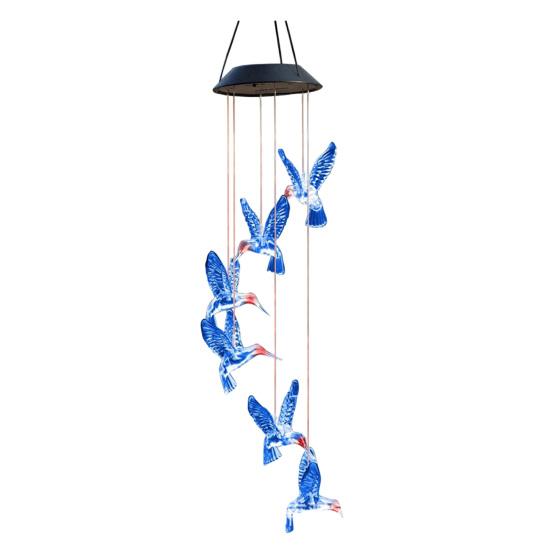 Hummingbird Solar Wind Chime Light Color Changing Solar Powered Wind Chime Hanging LED