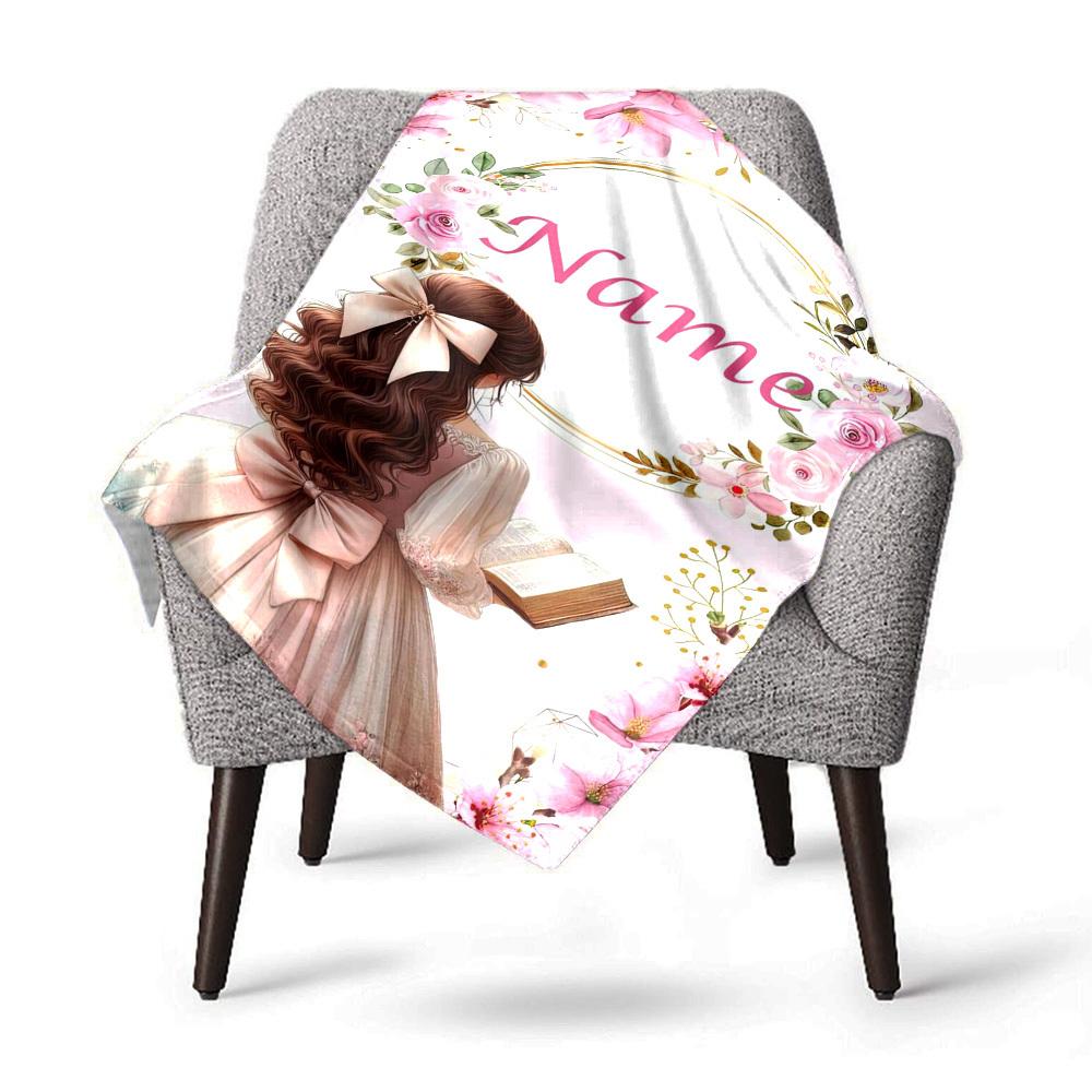 Home Customize Your Name Blankets Floral Elegance Comfort Softness Lightweight Allseason Multipurpose Blanket For Picnics Sofas Offices Beds Living