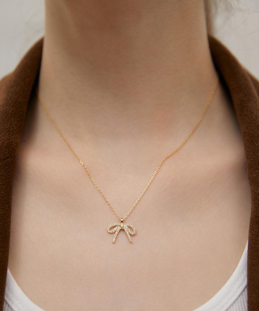 Tatiana (Silver 925) Dainty Cubic Ribbon Necklace Nz2456