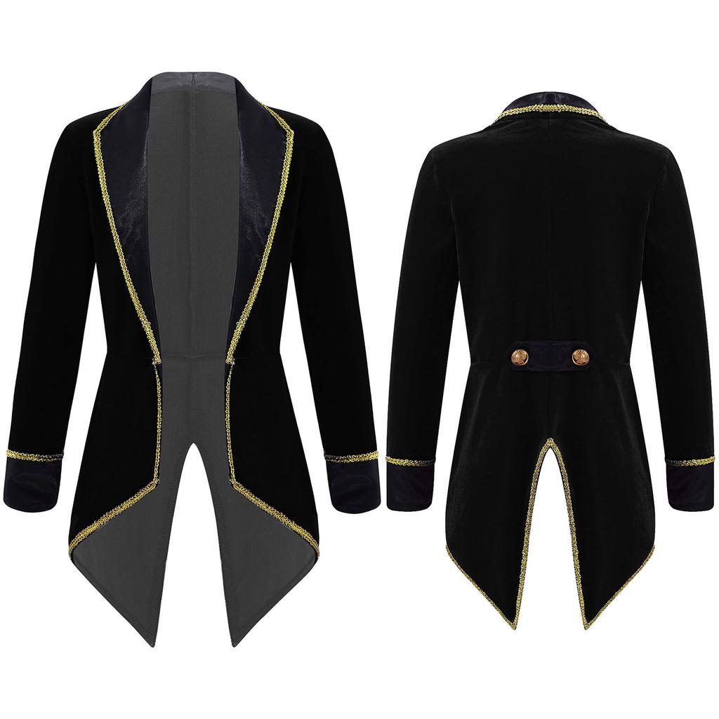 Kids Boys Girls Circus Ringmaster Tuxedo Coat Costume Party Fancy Dress Up Halloween Carnival Cosplay Outfit