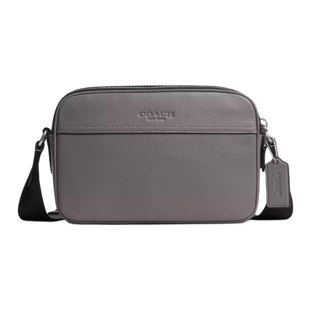 Coach Graham 23 Metal Logo Double Zipper Crossbody Bag Men Crossbody Bag Graphite CR771-SVGP