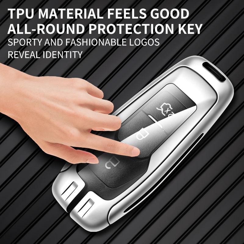 Leather Car Metal Key Case Cover For Ford Focus 3 4 St Mondeo 5 Mk5 Mustang F-150 Explorer Edge Fiesta Kuga Mk3 4 Key Chain