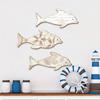 Lot de 3 pièces Décoration Murale Dauphin en Bois, Motif Fleurs Feuilles Art Mural Poisson pour Plage, Maison au Bord du Lac, Thème Nautique Costal Océan Ornement Suspendu