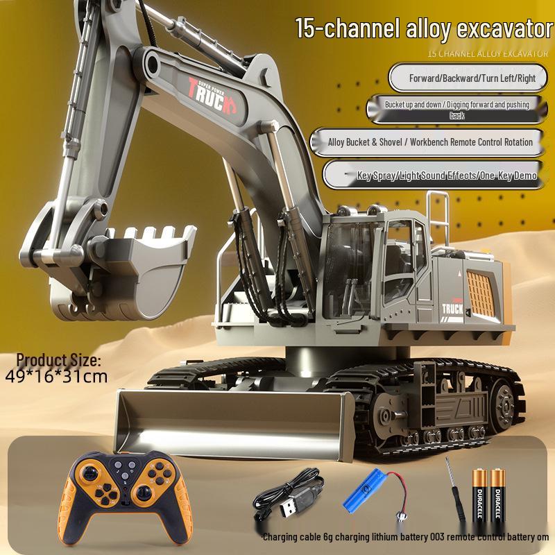 New Remote Control Alloy Excavator Toy for Kids Ages 3-8 - Engineering Vehicle Simulation