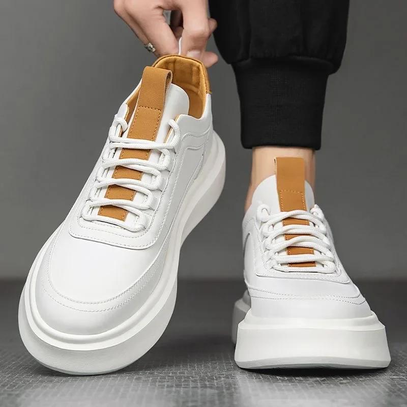 Mode Herren Sportschuhe PU-Leder Plateau Freizeitschuhe für Herren Mode Bequemer Tennisschuh Männlich Vulkanisierte Schuhe