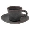 Marui Seito Shigaraki-Keramik Hechimon Tasse & Untertasse, 160 ml Fassungsvermögen, Schwarz Ofenverändert, Braun, MR-3-4388