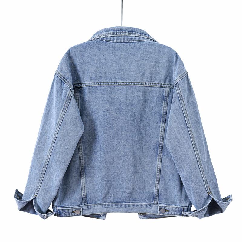 Women's Retro Blue Denim Jacket Long-sleeved Retro Buckle Casual Jacket Fashion Wild Coat